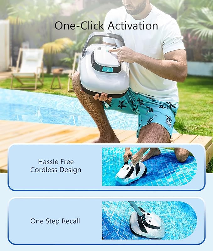 Pool Surface Skimmer Cleaner, Automatic Robotic Pool Vacuum Cleaner, Pool Cleaner Robot, Pool Sweepers for Inground Swimming Pools