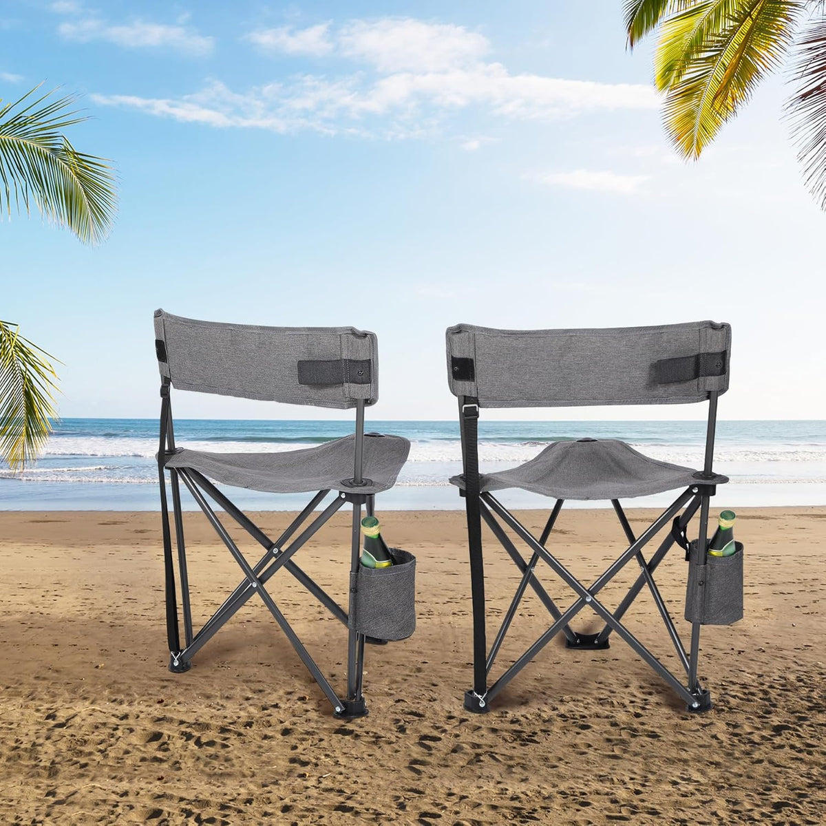 REDCAMP 2 Pack Tripod Hunting Chairs for Blinds, Folding Lightweight Portable Fishing Chair for Adults Hunting Stools with Backrest, Golf Chairs for Spectators, Camo