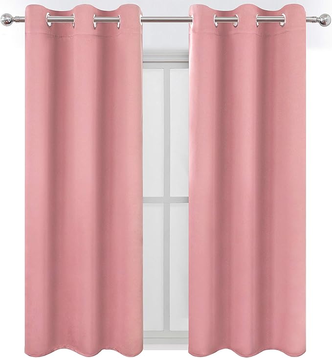 LEMOMO Pink Thermal Blackout Curtains/38 x 54 Inch/Set of 2 Panels Room