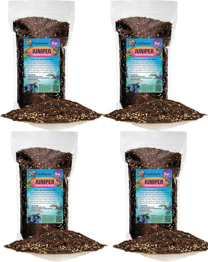 GARDENERA Premium Juniper Potting Soil Mix - Perfect Balance of Nutrients, Drainage, and Aeration for Healthy Juniper Trees - 20 Quart