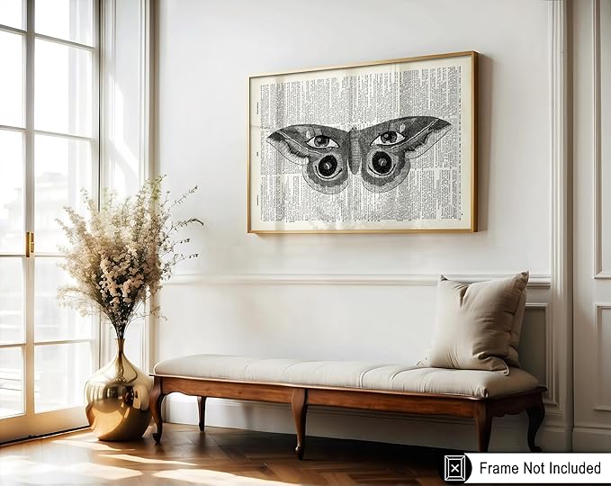 Poster Master Dictionary Art Poster - Butterfly Print - Eyes on Wings Art - Insect Art - Gift for Men, Women & Animal Lover - Gothic Decor for Living Room, Bedroom or Dorm, 18x24 Unframed Wall Art