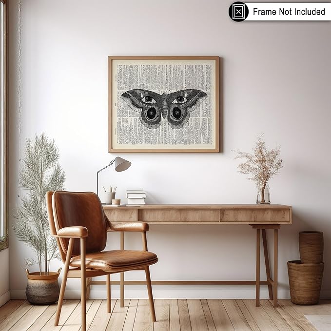Poster Master Dictionary Art Poster - Butterfly Print - Eyes on Wings Art - Insect Art - Gift for Men, Women & Animal Lover - Gothic Decor for Living Room, Bedroom or Dorm, 18x24 Unframed Wall Art
