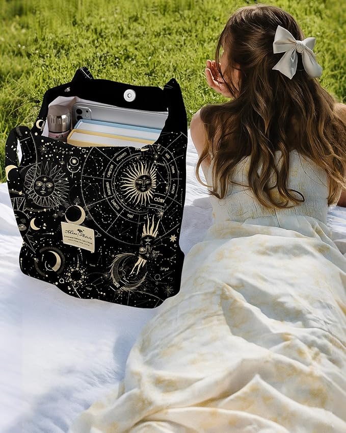 Miss Adola Corduroy Tote Bag for Women - Reusable Totes with Magnetic Buckle & Pocket Aesthetic Design Work Grocery Bags