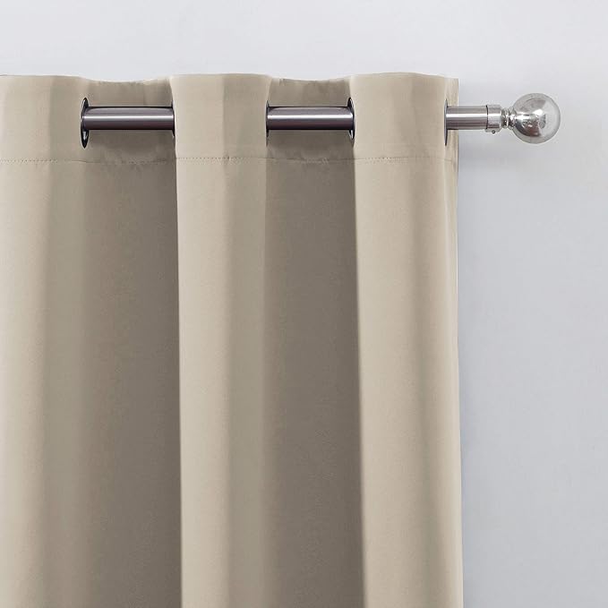 LEMOMO Blackout Curtains 66 x 95 inch/Beige Curtains Set of 2 Panels/Thermal