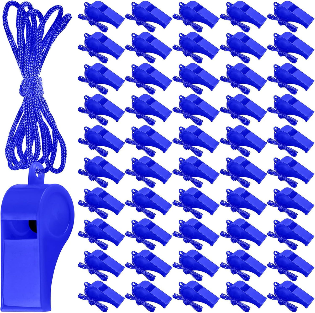 Zuazaor Plastic Whistles - 50 Pack Loud Crisp Sound with Lanyard | Perfect for Referees & Outdoor Events