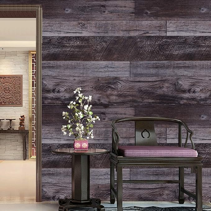 WENMER Grey Wood Peel and Stick Shiplap Self Adhesive Wallpaper