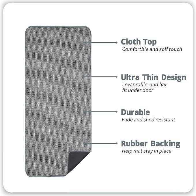Bath Mat,Ultra Thin Bathroom Runner Rugs,Large Bath Mats for Bathroom,Quick Dry,Non-Slip,Machine Washable,Low Pile,Bath Rug,Shower Outside,Sink,Home Decor Accessories.Grey,2'x5'（24x60inch）