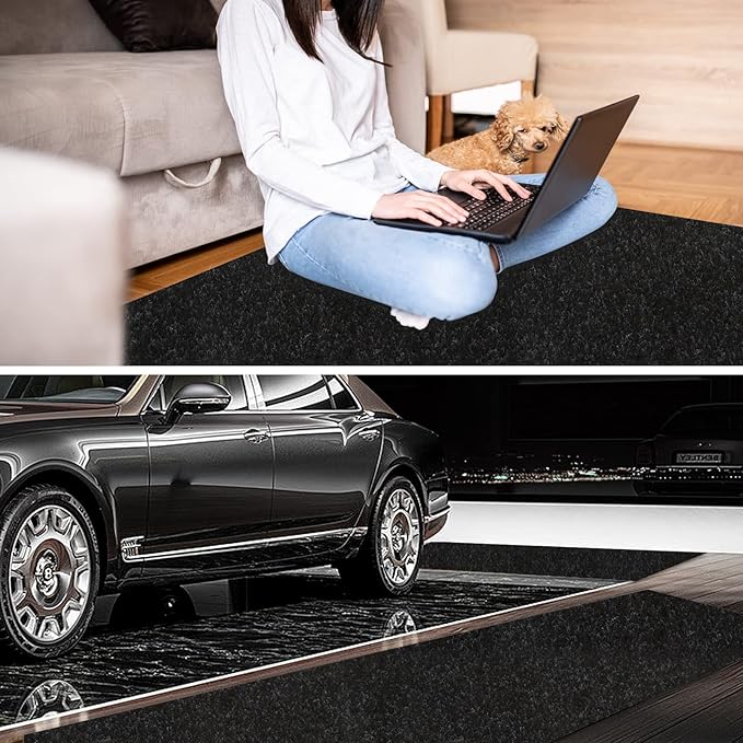 3' x 70' Runner Rugs with Rubber Backing, Indoor Outdoor Utility Carpet Runner Rugs, Black, Can Be Used as Aisle for The RV and Boat, Laundry Room and Balcony