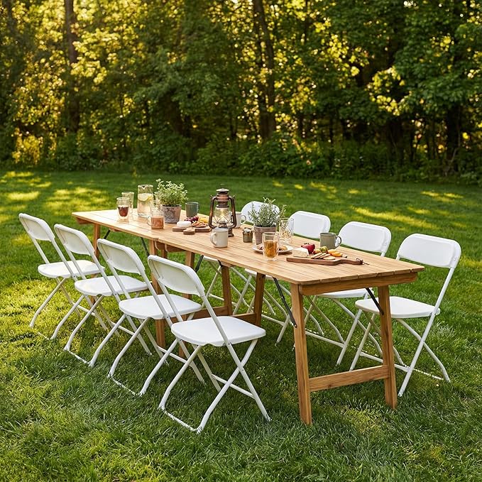 DUMOS Folding Chairs Sets of 6, 330lbs Plastic Stackable Portable Patio Dining Sets, Fold Up for Indoor Outdoor, Camping, Garden, Party, Meeting (White)