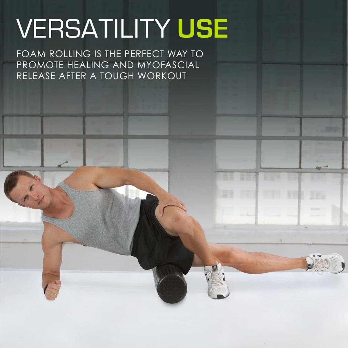 ProsourceFit High Density Foam Roller - 12-Inch Firm Massage Tool for Back Stretching & Muscle Recovery | Black