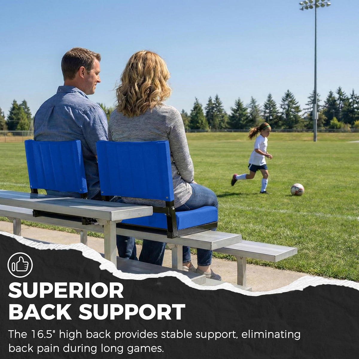 Sport Beats Stadium Seats - Padded Bleacher Chairs with Back Support & Shoulder Strap - Comfortable Seating