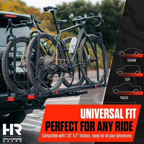 Hollywood Racks CrossTrack 2 Bike 1.25" Hitch Mount Bike Rack for Cars, Trucks & SUVs – Secure Frameless Design and Easy Tilt for Trunk Access – Premium Bicycle and E-Bike Carrier