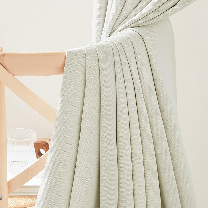NICETOWN Thick Faux Linen Bedroom Curtains 108 inches Long, Room Darkening Dual