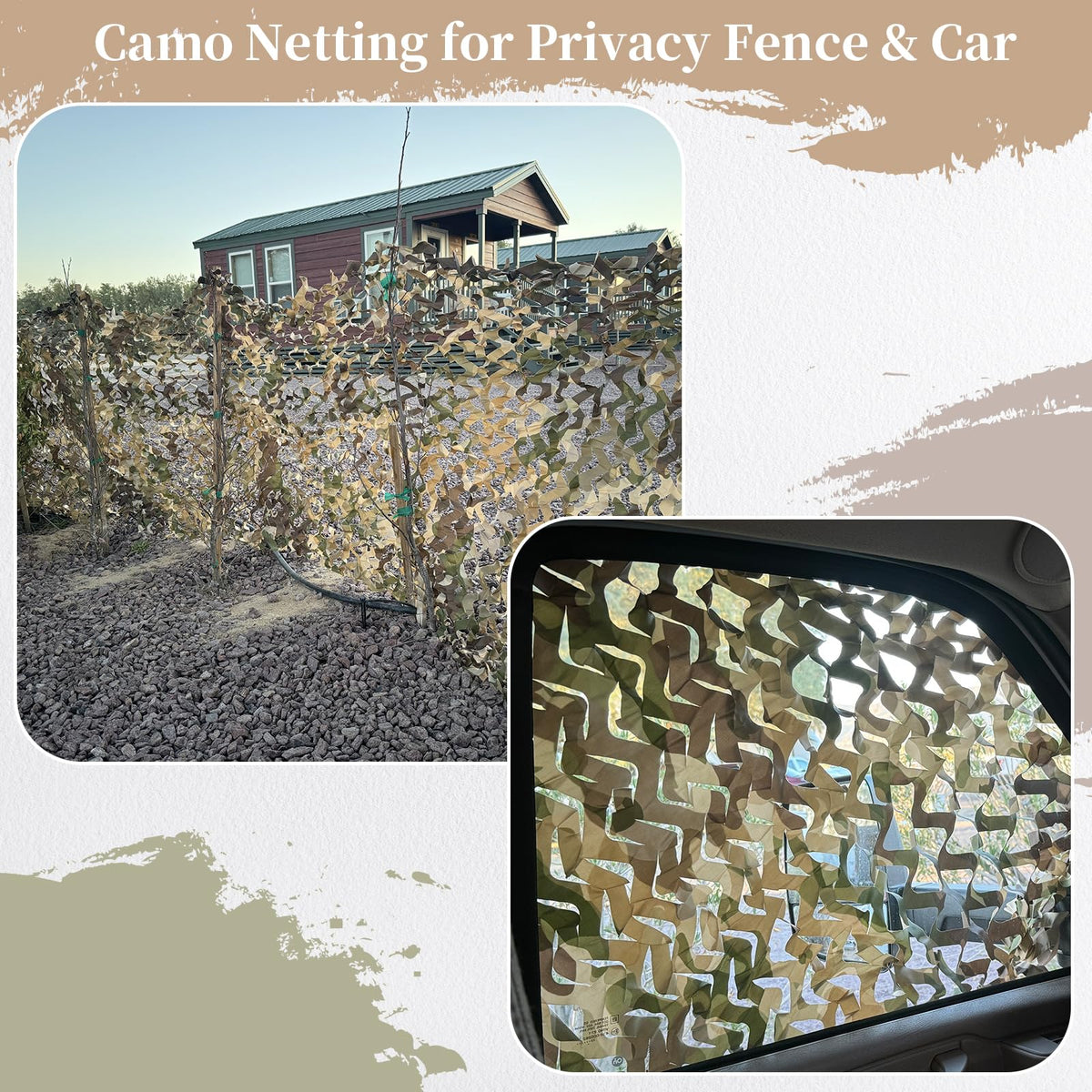 Yeacool Camo Netting Camouflage Netting Sunshade Net for Decor Hunting Blind Outdoor Photography Dinosaur Birthday Theme Party Decoration (Brown Camo, 4.9ftx16.4ft,1.5m*5m)