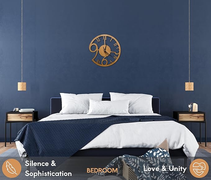 Rizalit Wood Wall Clock Artistic Modern Classic Style Unique Design 11.5 Inch