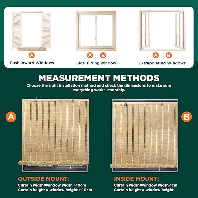 Bamboo Blinds for Interior Windows, Custom Roller Shades for Indoor Window and