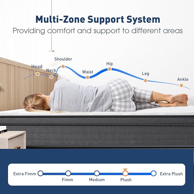Twin Size Mattresses, 12 Inch Hybrid Memory Foam Individual Pocket Springs Twin Bed Mattress in a Box with Pressure Relief, Motion Isolation, No Pilling, CertiPUR-US, 100 Nights Trial