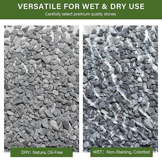 NUPICK 6 lbs Pebbles for Indoor Plants, 3/8 Inch Pea Gravel for Fish Tank, Decorative Rocks for Succulent, Natural River Stones for Vases, Cactus, Landscaping, Bird Bath, Aquarium, Grey