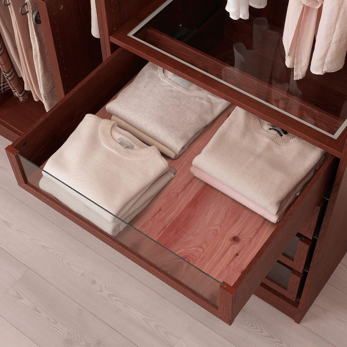Homode Cedar Closet Liner Planks, Set of 8 Drawer Liners, Tongue and Groove, Aromatic Cedar Wood Panels for Clothes Storage, 11.5 x 4 x 0.4 Inches