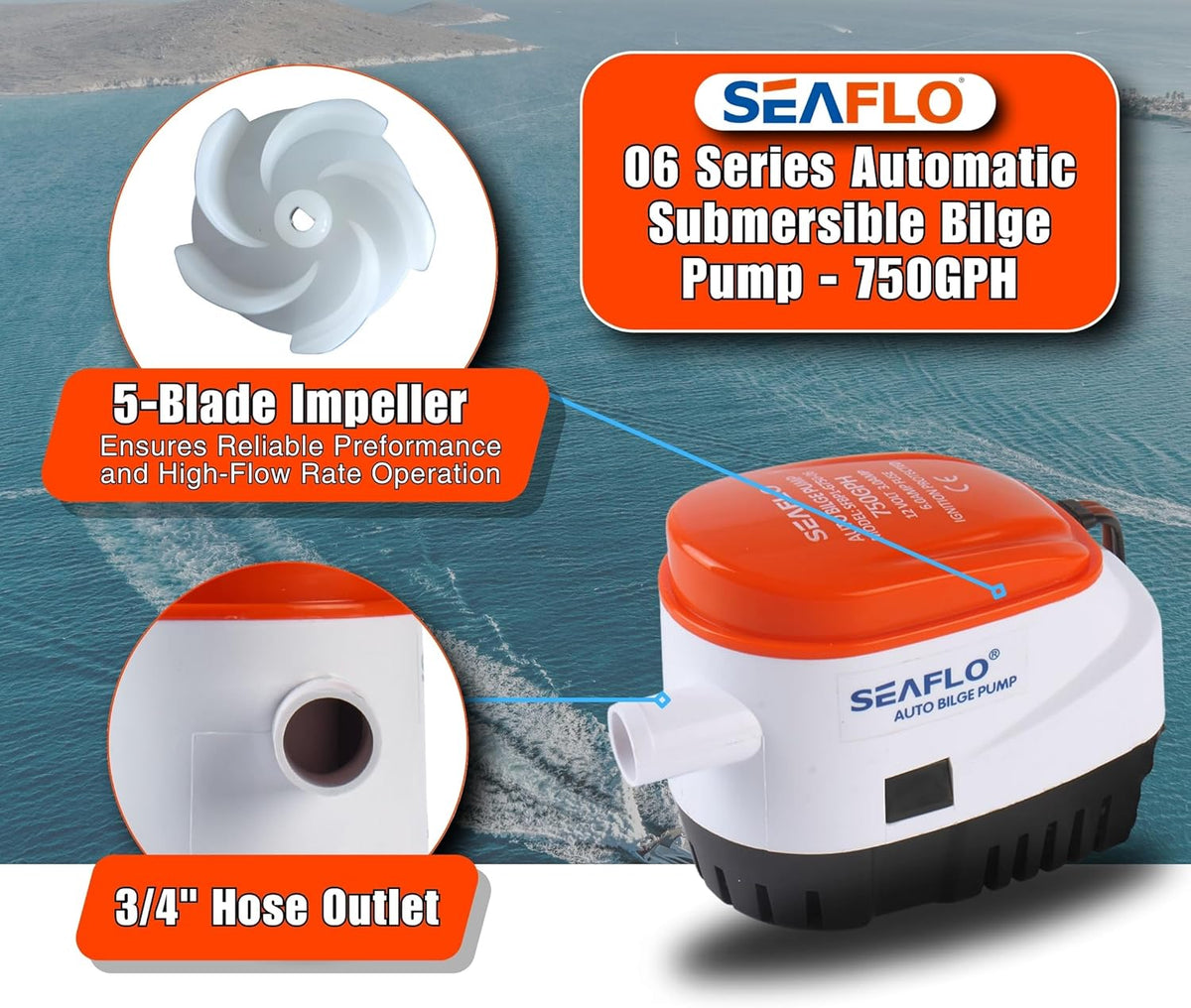 SEAFLO 12V Automatic Bilge Pump - 750 GPH High-Performance Water Removal System