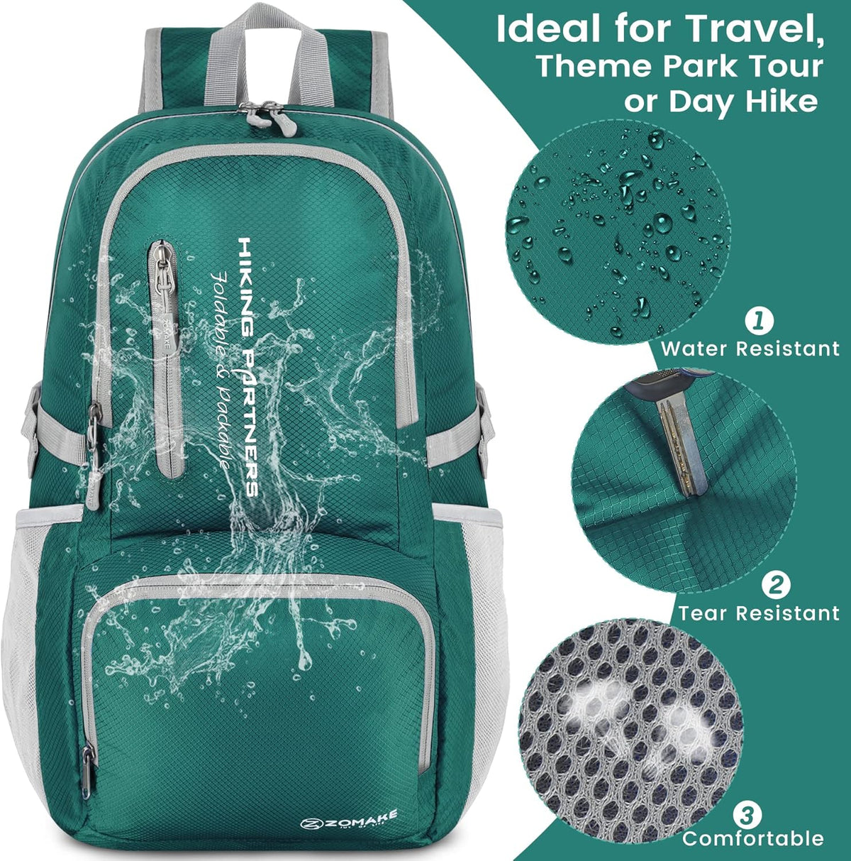 ZOMAKE Lightweight Packable Backpack - 35L Light Foldable Hiking Backpacks Water Resistant Collapsible Daypack for Travel(Dimgray)