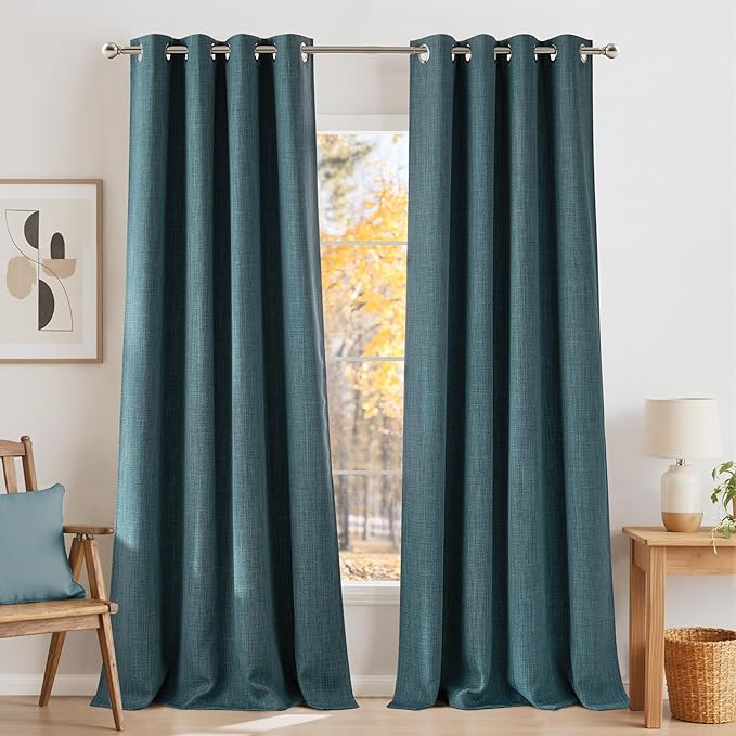 NICETOWN Greyish Blue Room Darkening Curtains 84 inches Long