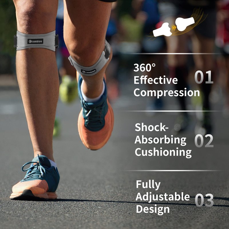 CAMBIVO 2 Pack Knee Braces for Women and Men, Patella Knee Support Strap, Basketball, Running, Hiking, Volleyball, Tennis, Squats (Gray)