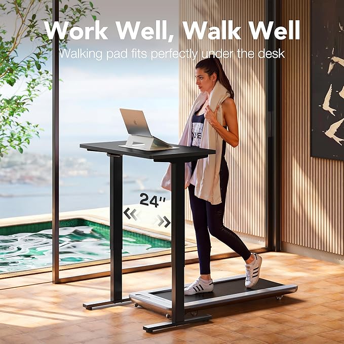 HUANUO Electric Standing Desk,48" x 24" Height Adjustable Desk, 4 Memory Height Settings, Sit to Stand Up Desk for Home Office, with Headphone Hook, Cable Manager, Black