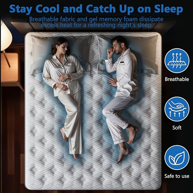 COOLMI Full Size Mattress, 12 Inch Hybrid Memory Foam Mattress in a Box, Pressure Relief for Back Support, Medium Firm, Individually Pocket Springs, 100-Night Trial & CertiPUR-US Certified, Grey Full