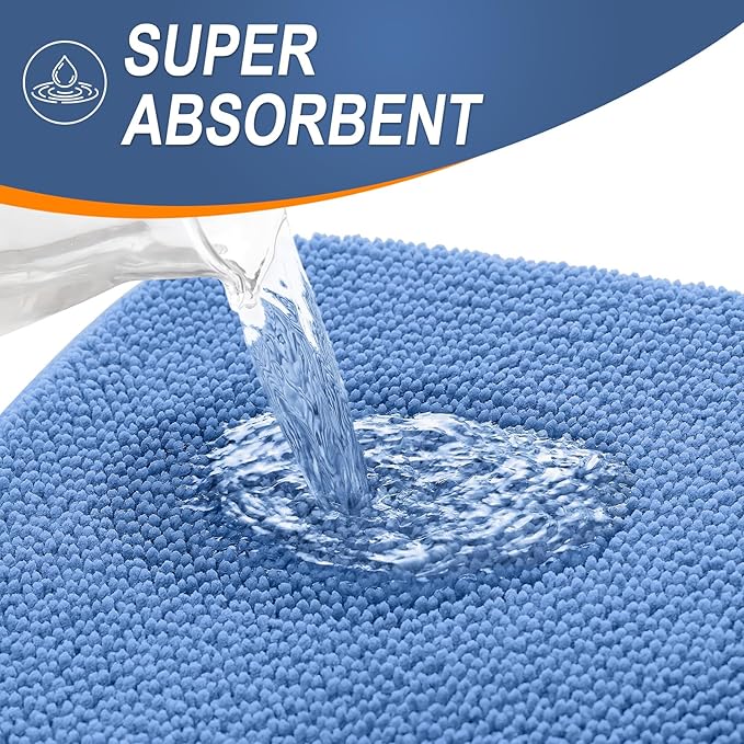 OLANLY Thick Memory Foam Bath Mat Rug 36x24, Extra Soft Absorbent Bathroom Rug, Quick Dry Bath Mat, Non-Slip, Machine Washable Carpet for Floor, Tub and Shower, Home Decor Accessories, Cornflower Blue