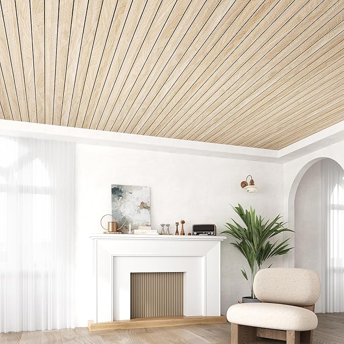 VEELIKE White Oak Wood Wall Panels Peel and Stick Foam Slat Wall Panel