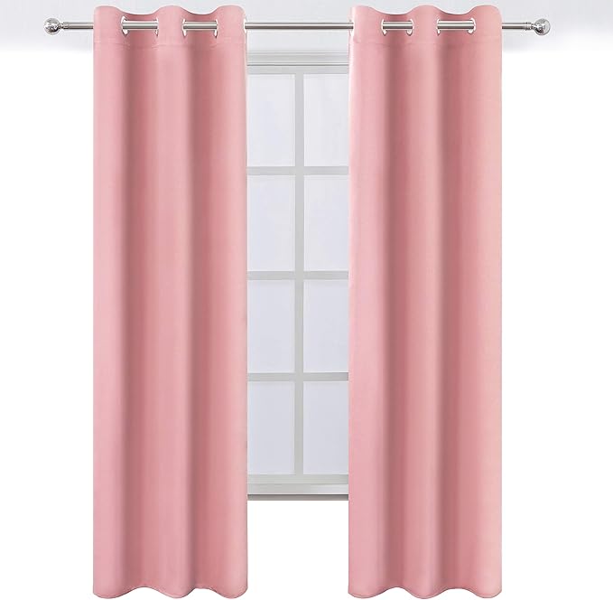 LEMOMO Pink Blackout Curtains 34 x 84 Inch Length/Set of 2 Curtain
