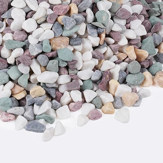 5 lbs Natural Pea Gravel Pebbles for Aquarium, Fish Tank, 3/8 inch Decorative Pebbles for Indoor Plants, Succulent, Bamboo, Vase, Drainage Rocks for Potted Plants, Top Dressing, Mixed Color