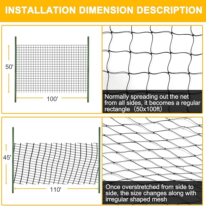 BSTPCOO Bird Netting 50ft x 100ft, Heavy Duty Garden Net 1 inch Mesh Nylon Nettings for Chicken Coop Roof, Poultry Netting Deer Fence Trellis Net for Fruits Trees Plants
