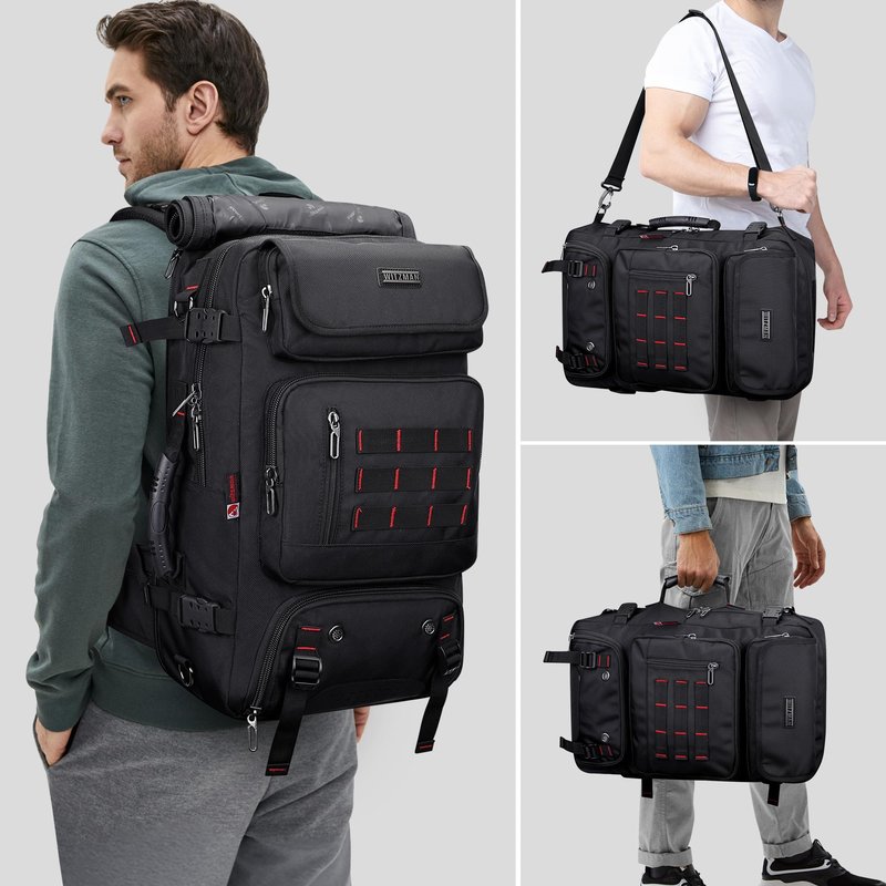 WITZMAN Carry on Travel Backpack for Men Women Airline Approved Convertible Nylon Duffle Backpack Luggage Bag (B682 Black)