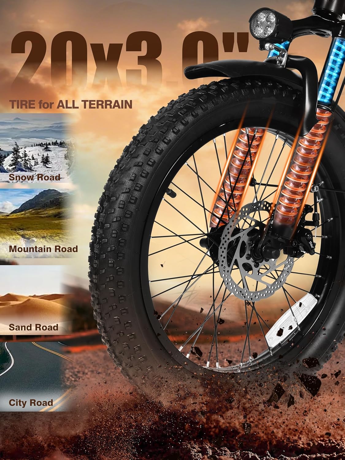 Skiennix 1200W Peak Folding Electric Bike - 28MPH Speed, 55-Mile Range, 20"x3" Fat Tires, Step-Thru Design