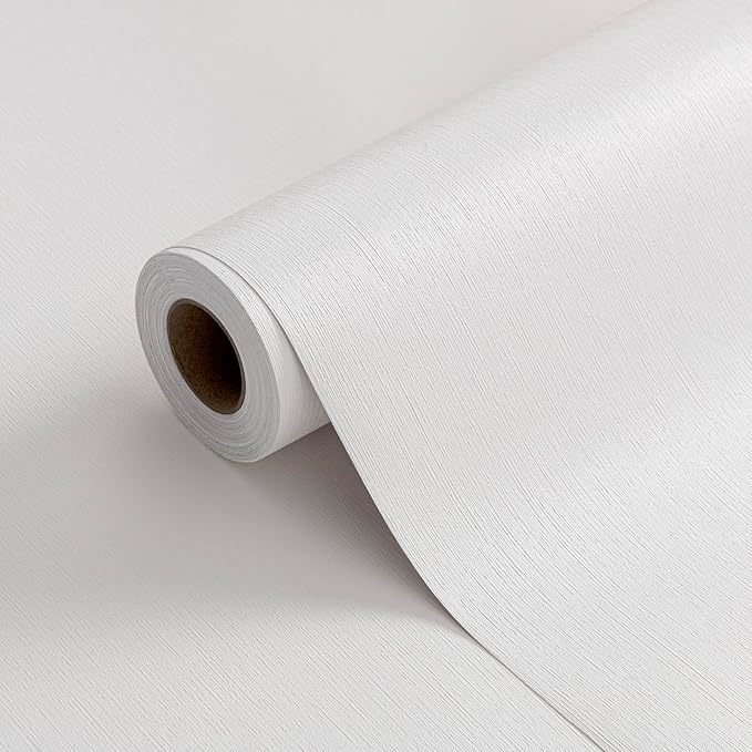 FUKU MON 23.6" X 393" White Wallpaper Peel and Stick Contact Paper Solid