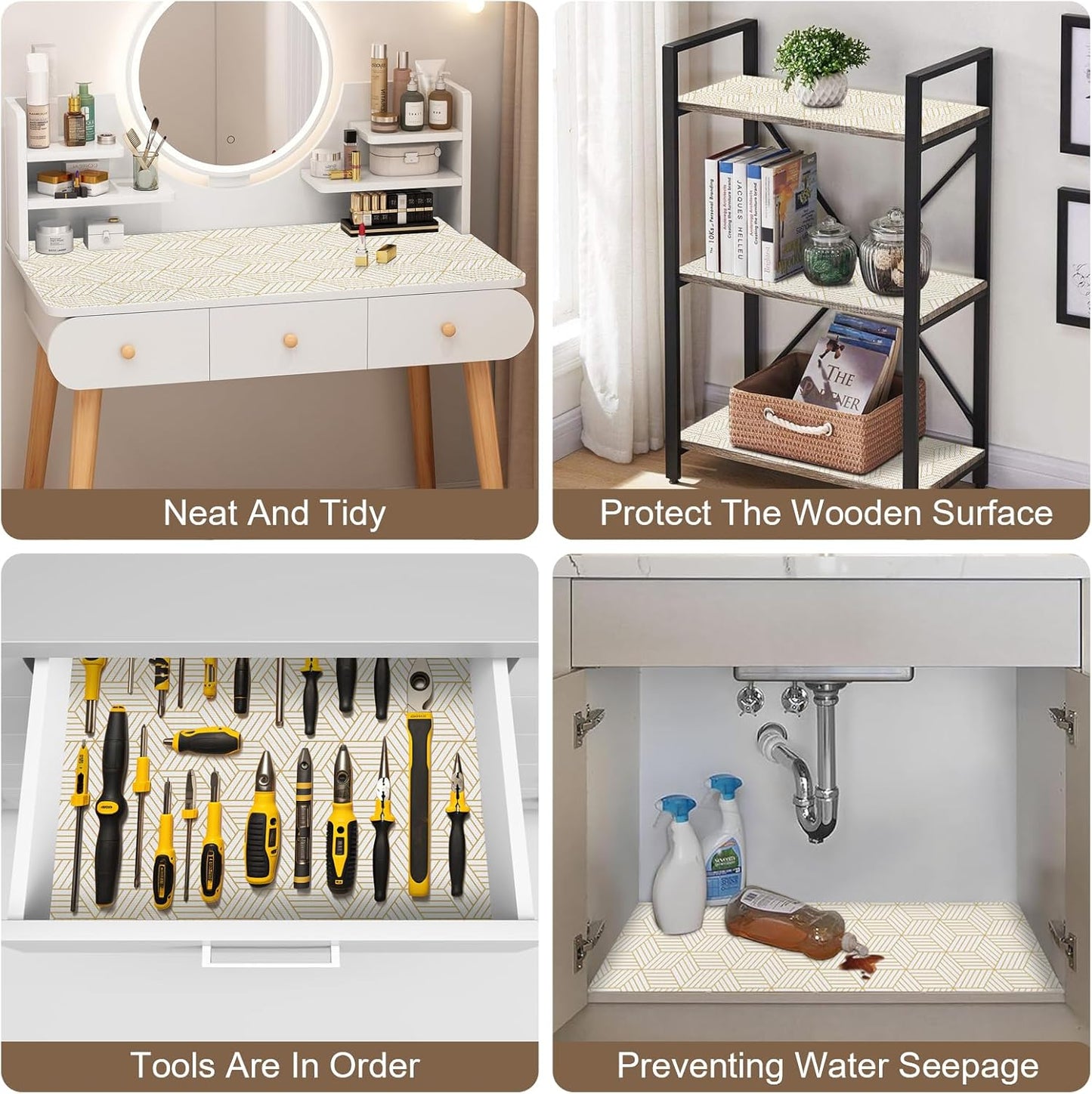 OcePor Non-Adhesive Drawer and Shelf Liner 24IN x 30FT，Non Slip Cabinet and Cupboard Liner, Kitchen Cabinet Liners for Shelves, Waterproof Drawer Shelf Liners for Cabinets/Bathroom Cupboard