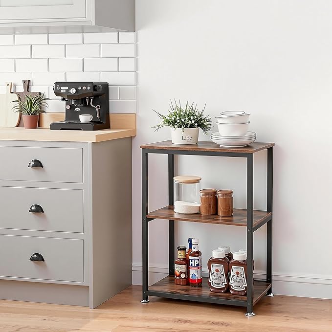 VECELO Tall End Side Table,30" Height Nightstand with 3-Tier Storage Shelf for Living Room Bedroom Office Hallway Study