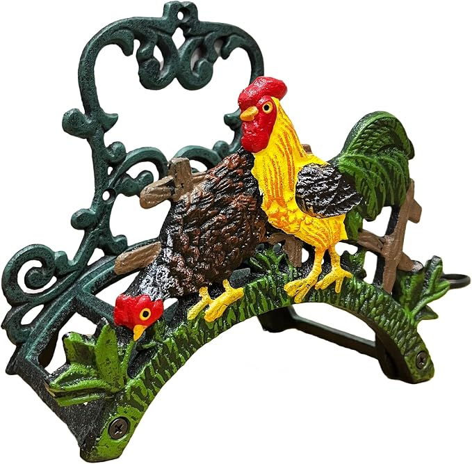 Cast Iron Heavy Duty Wall Mount Hose Hanger, Solid Metal Sturdy Decorative Water Hose Rack/Organizer, Easy to Install and Hold Up to 50/75/100 ft