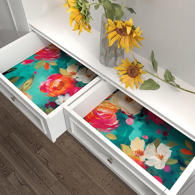 BOKEBEVE Bright Floral Wall Paper Watercolor Peel and Stick Wallpaper Oil