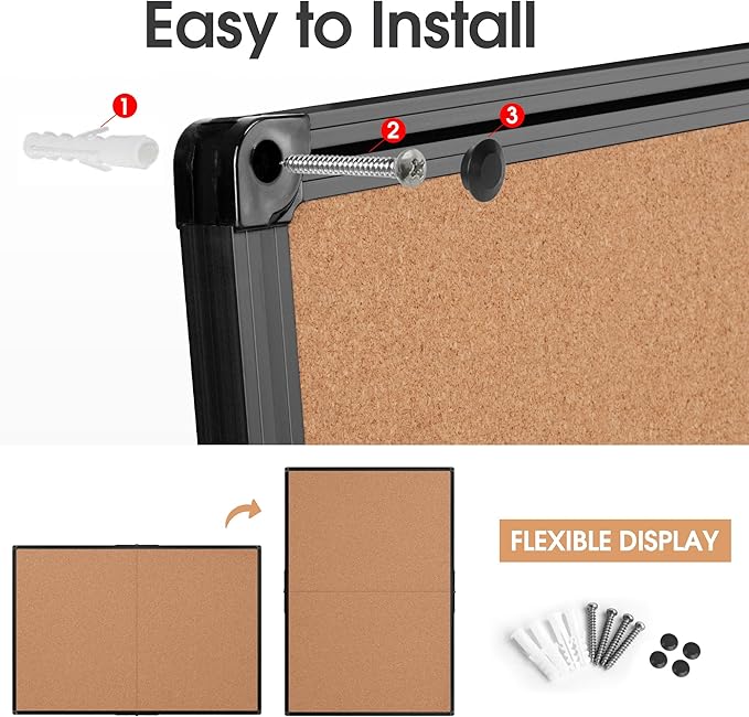 Cork Board Bulletin Board 36 x 48, Foldable Notice Pin Board
