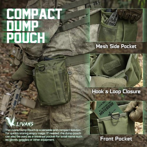 LIVANS Tactical Molle Dump Pouch - Adjustable Military Holster Bag for Airsoft & Hunting Gear