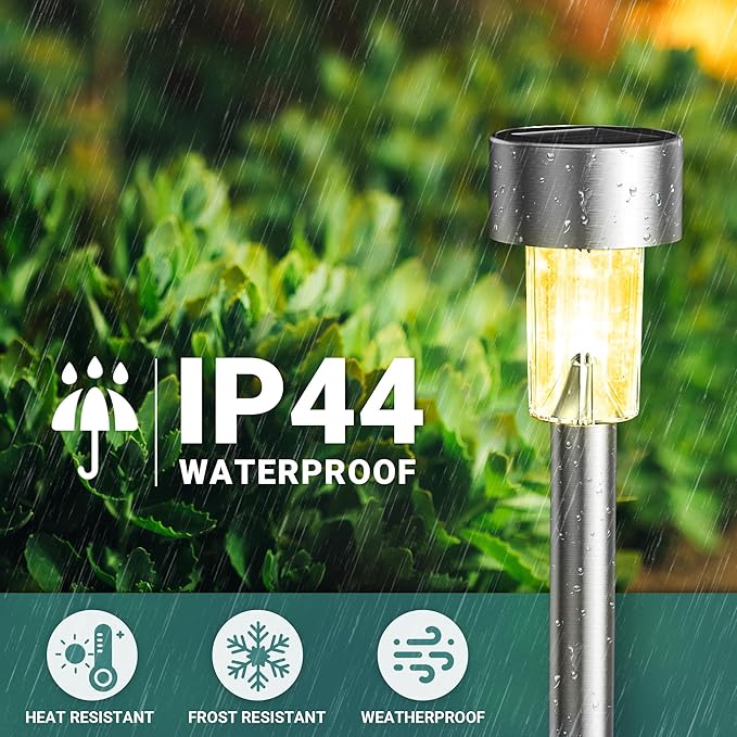 GIGALUMI Solar Lights Outdoor Waterproof, 20 Pack, Stainless Steel LED Solar Garden Lights for Patio, Lawn, Yard and Landscape,Garden Decor Patio Decor, Multicolor
