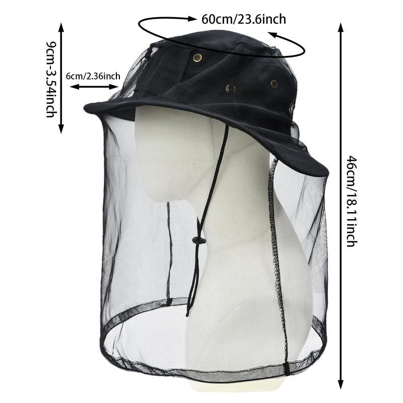 Sun Hats for Men Women Bucket Hat UPF 50+ Boonie Hat Foldable UV Protection Hiking Beach Fishing Summer Safari with Removable Head Net Mesh(1pack-Black)