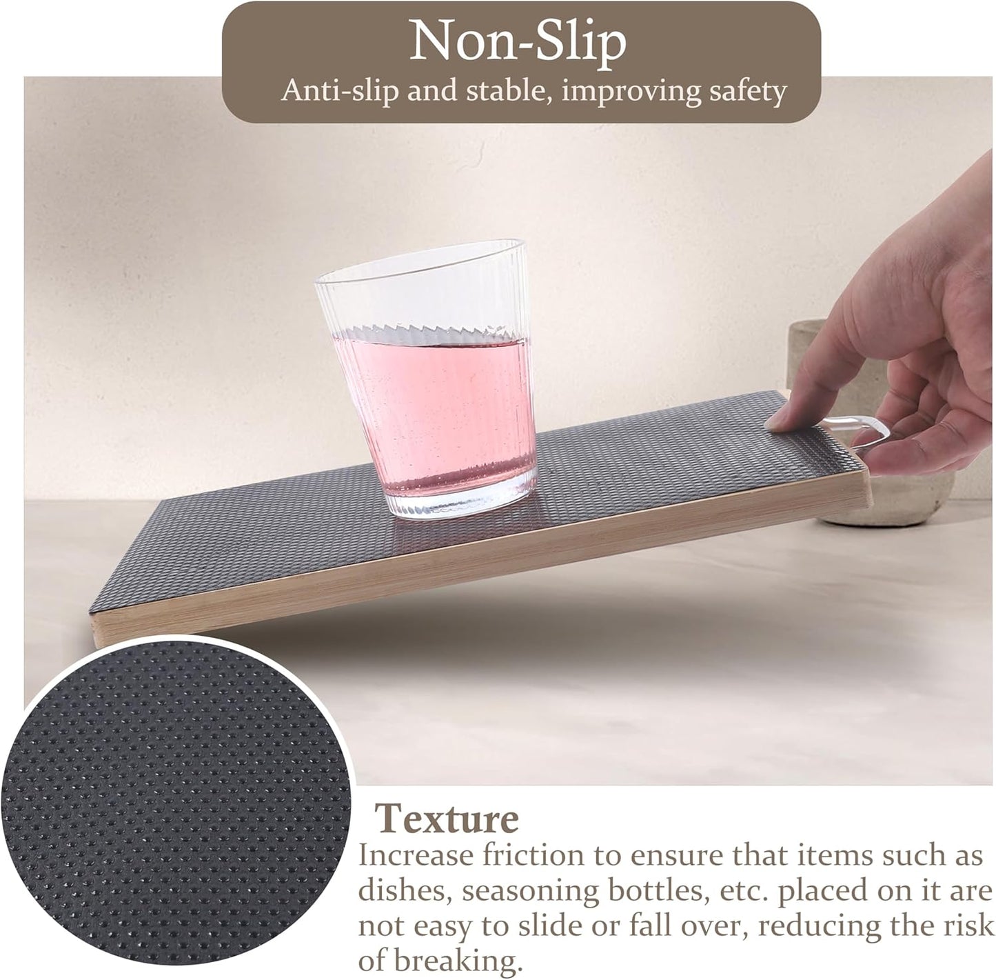 Cabinet Shelf Liner 11 Inch Wide X 20 Ft Non-Slip Kitchen Drawer Liners Waterproof & Oil-Proof Drawer Liners for Cupboard Pantry Non Adhesive Refrigerator Shelf Liner Strong Grip Cabinet Mat (Black)