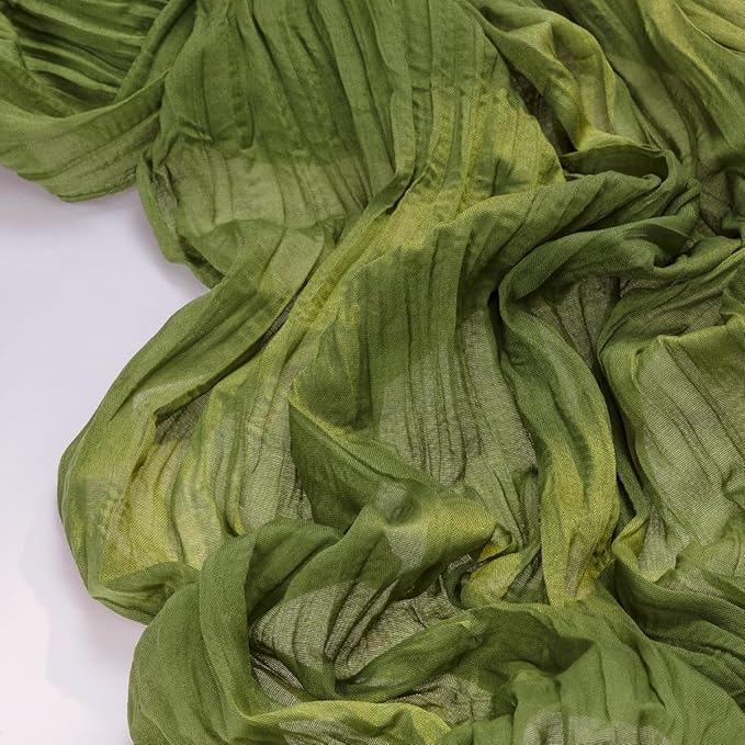 Socomi 6pcs Olive Green Fall Thanksgiving Cheesecloth Table Runner Boho Rustic Gauze 120 inch 10FT Cheese Cloth Runner for Wedding Party Baby Shower Birthday Home Decor Holiday Decorations