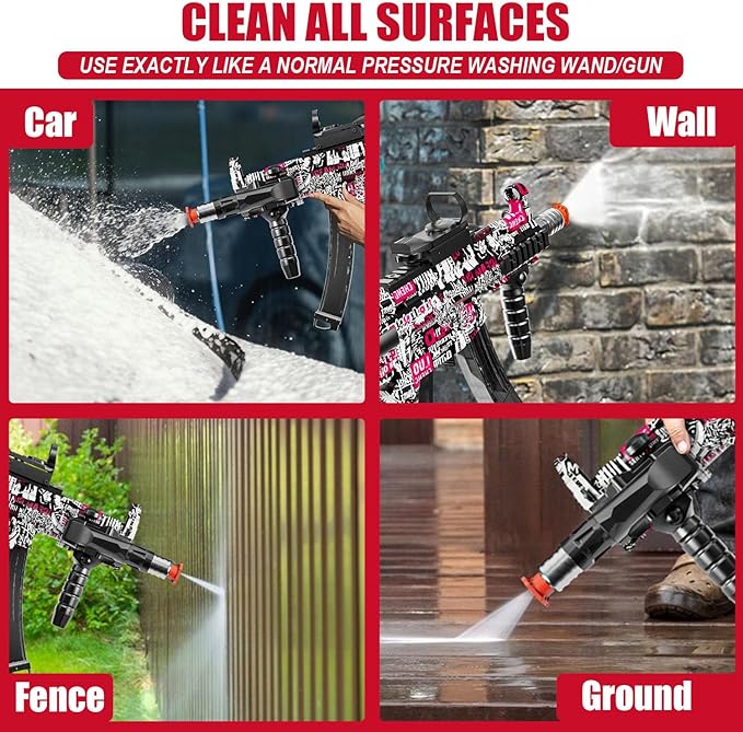 MP5 Model Pressure Washer Gun with Swivel & 4 Nozzles, 3600 PSI High Pressure Spray Gun with 3/8" Quick Connect Plug, Swivel Gun Compatible with Foam Cannon, Power Washer Accessories (Purple)