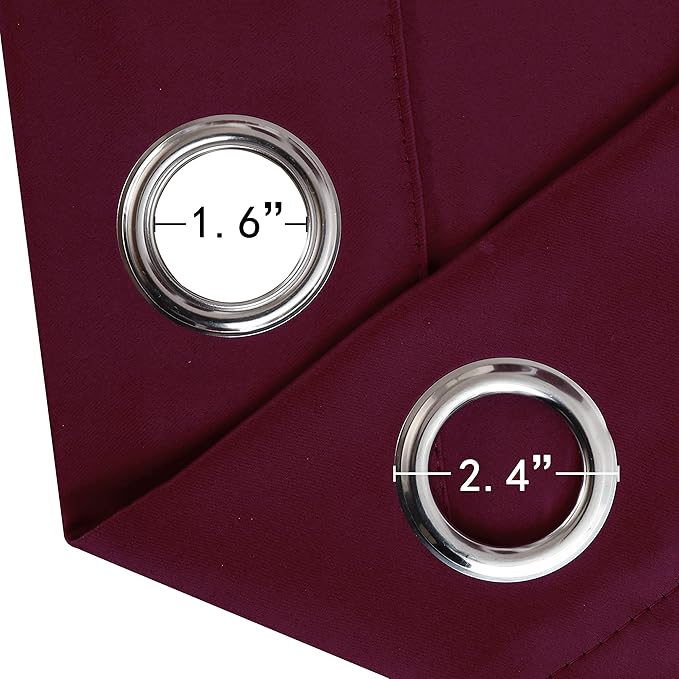LEMOMO Burgundy Blackout Curtains 38 x 54 Inch Length/Set of 2 Curtain