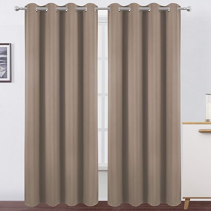 LEMOMO Cappuccino Thermal Blackout Curtains/52 x 95 Inch/Set of 2 Panels Room
